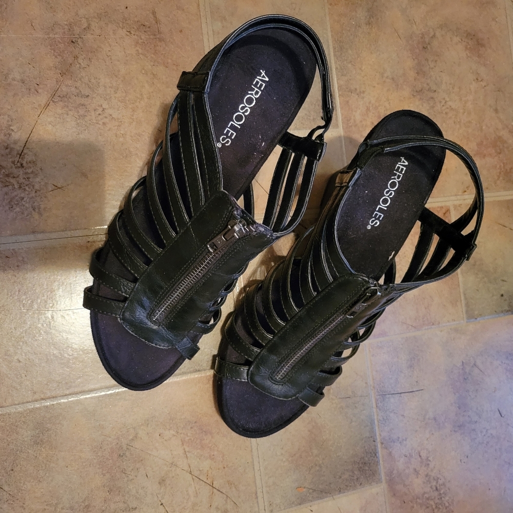 Never worn wedge strappy sandal